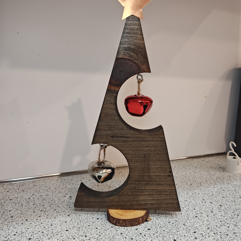 Handmade Rustic Dark Walnut Cutout Christmas Tree 12"